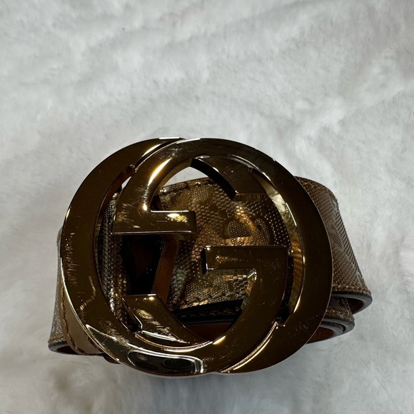 Gucci gold Leather Belt with Gold GG Buckle main image 6